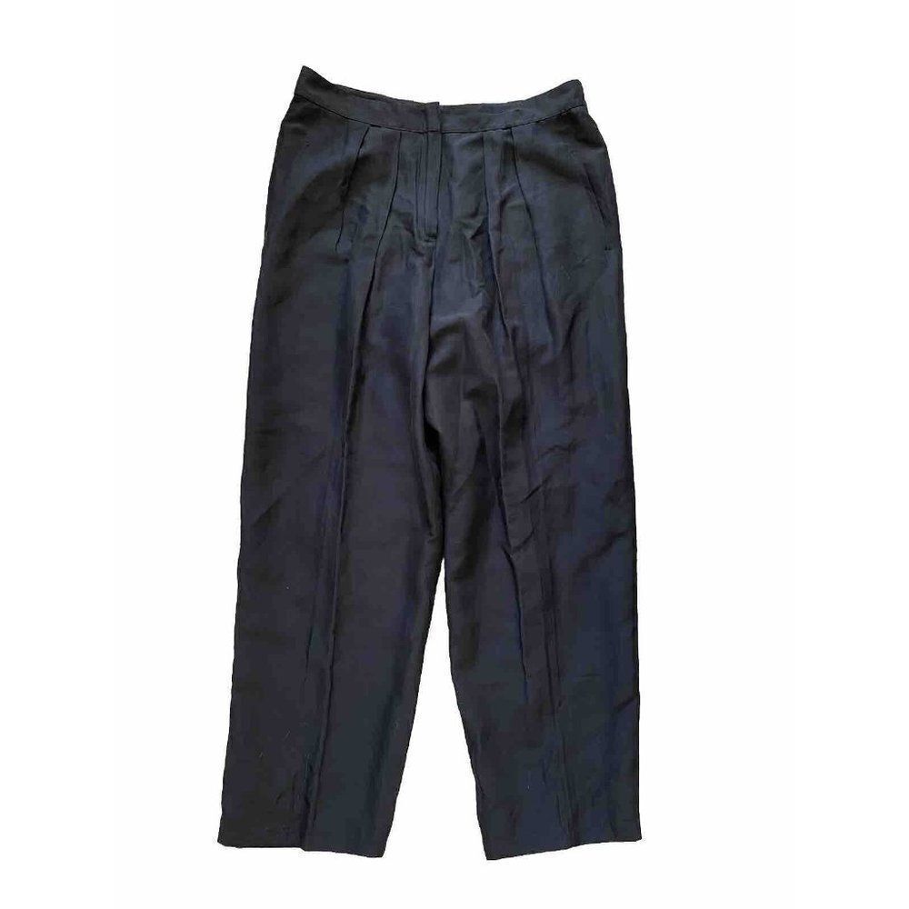 Sonia Rykiel Pants Paris Black Pleat Front Pocketed Tapered Leg Size Small